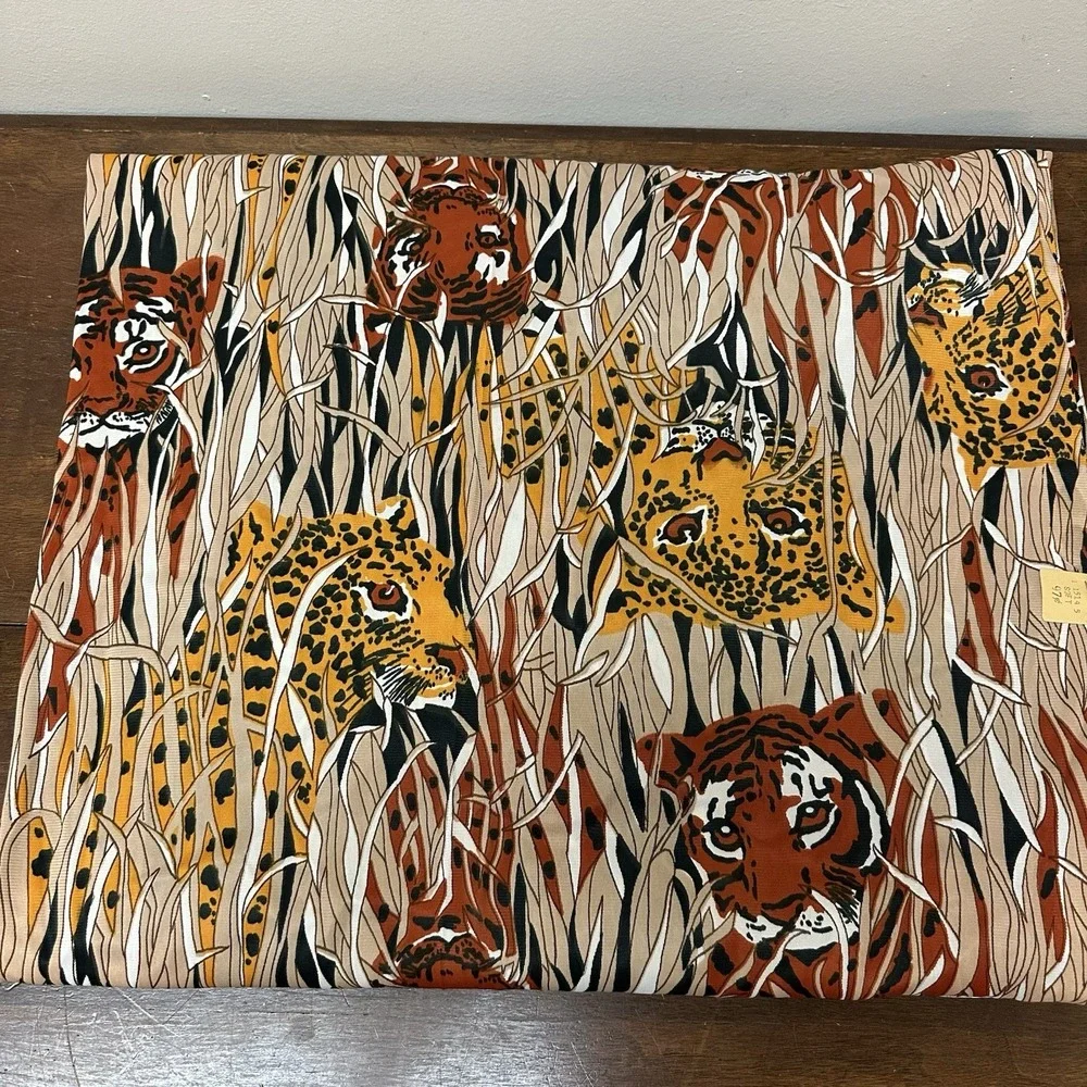 Vtg Retro Jungle Animal Print Lightweight Semi Sheer Clothing Fabric 5.5 Yards